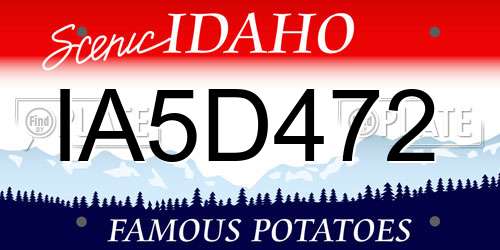 IA5D472 Idaho License Plate
