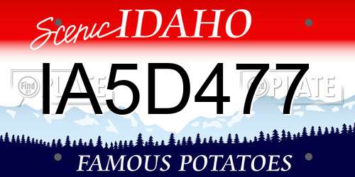IA5D477 Idaho License Plate