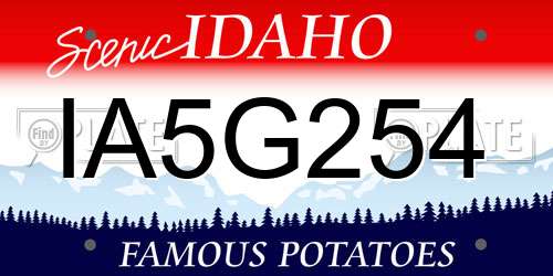 IA5G254 Idaho License Plate