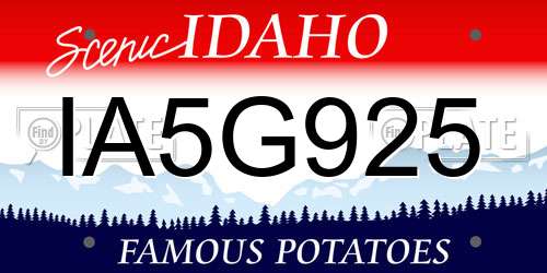IA5G925 Idaho License Plate