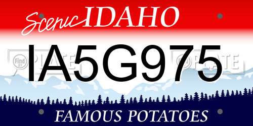 IA5G975 Idaho License Plate