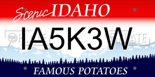 IA5K3W Idaho License Plate