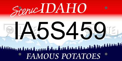 IA5S459 Idaho License Plate