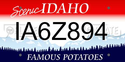 IA6Z894 Idaho License Plate