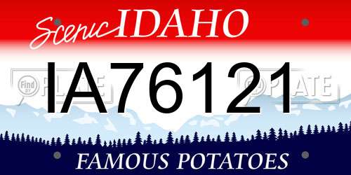 IA76121 Idaho License Plate