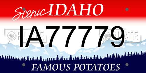 IA77779 Idaho License Plate