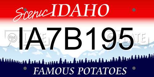 IA7B195 Idaho License Plate