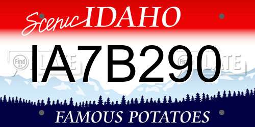 IA7B290 Idaho License Plate