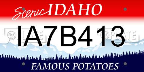 IA7B413 Idaho License Plate