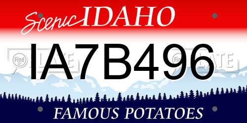 IA7B496 Idaho License Plate