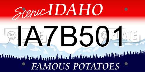 IA7B501 Idaho License Plate