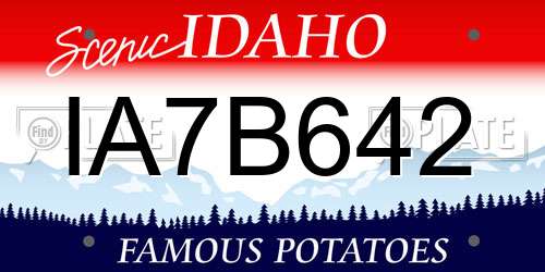 IA7B642 Idaho License Plate
