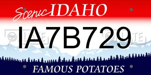 IA7B729 Idaho License Plate