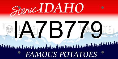 IA7B779 Idaho License Plate