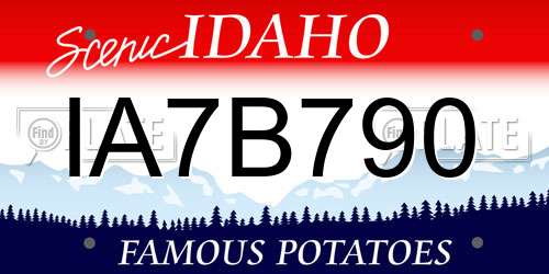IA7B790 Idaho License Plate