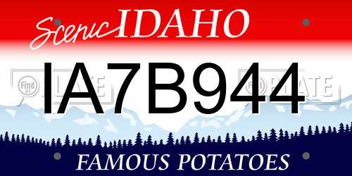 IA7B944 Idaho License Plate