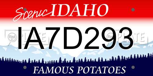 IA7D293 Idaho License Plate