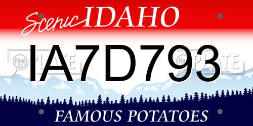 IA7D793 Idaho License Plate