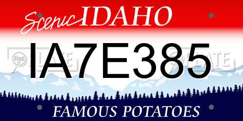 IA7E385 Idaho License Plate