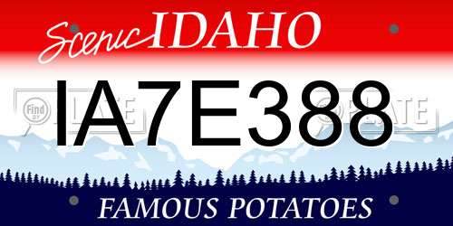 IA7E388 Idaho License Plate