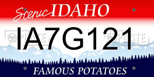 IA7G121 Idaho License Plate