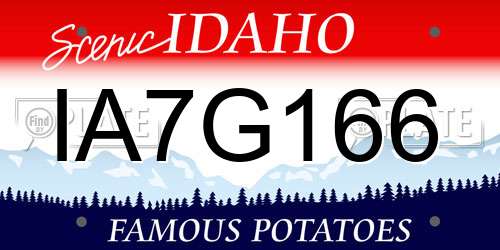 IA7G166 Idaho License Plate