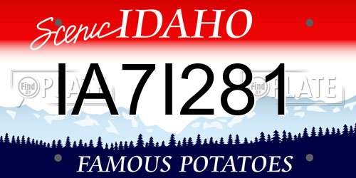 IA7I281 Idaho License Plate