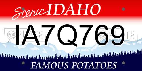 IA7Q769 Idaho License Plate