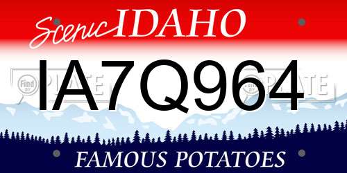 IA7Q964 Idaho License Plate