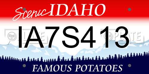 IA7S413 Idaho License Plate