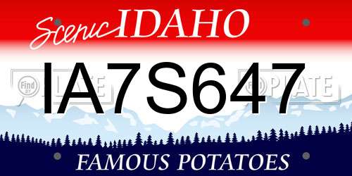 IA7S647 Idaho License Plate