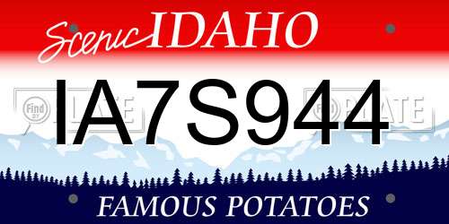 IA7S944 Idaho License Plate