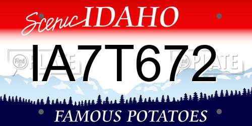 IA7T672 Idaho License Plate