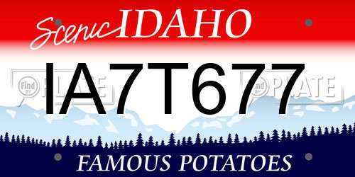 IA7T677 Idaho License Plate