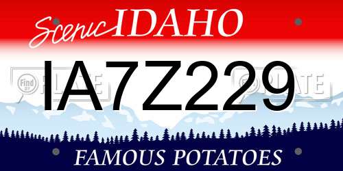 IA7Z229 Idaho License Plate