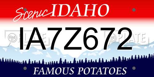 IA7Z672 Idaho License Plate