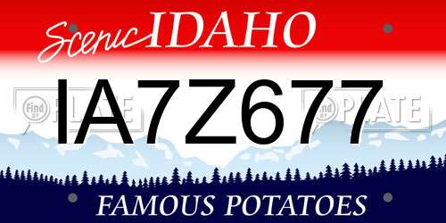 IA7Z677 Idaho License Plate