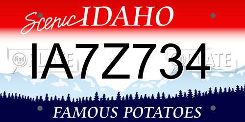 IA7Z734 Idaho License Plate