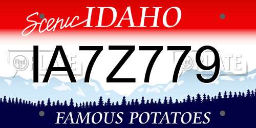 IA7Z779 Idaho License Plate