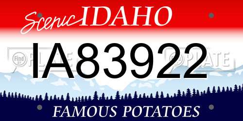 IA83922 Idaho License Plate