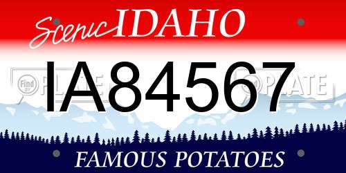 IA84567 Idaho License Plate