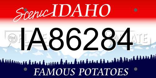 IA86284 Idaho License Plate