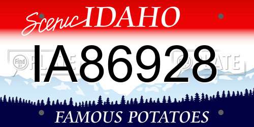 IA86928 Idaho License Plate