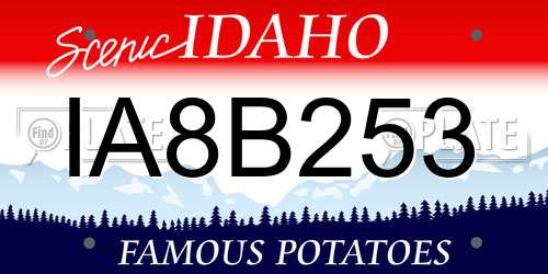 IA8B253 Idaho License Plate