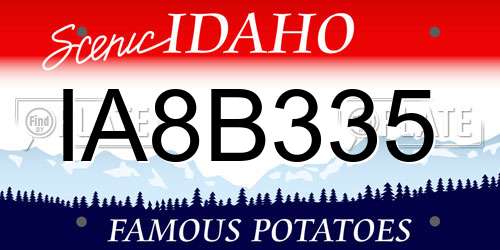 IA8B335 Idaho License Plate