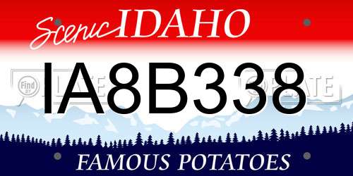 IA8B338 Idaho License Plate