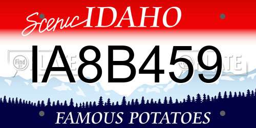 IA8B459 Idaho License Plate