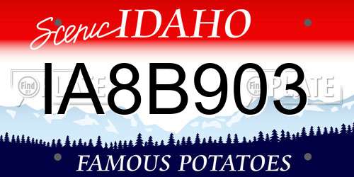IA8B903 Idaho License Plate