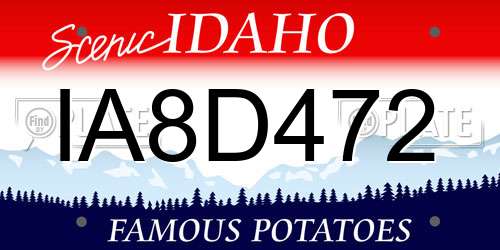 IA8D472 Idaho License Plate