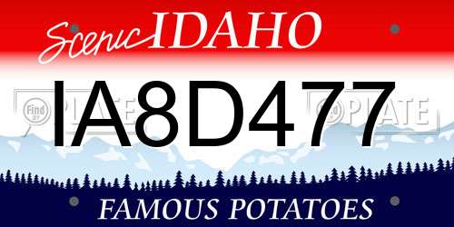 IA8D477 Idaho License Plate